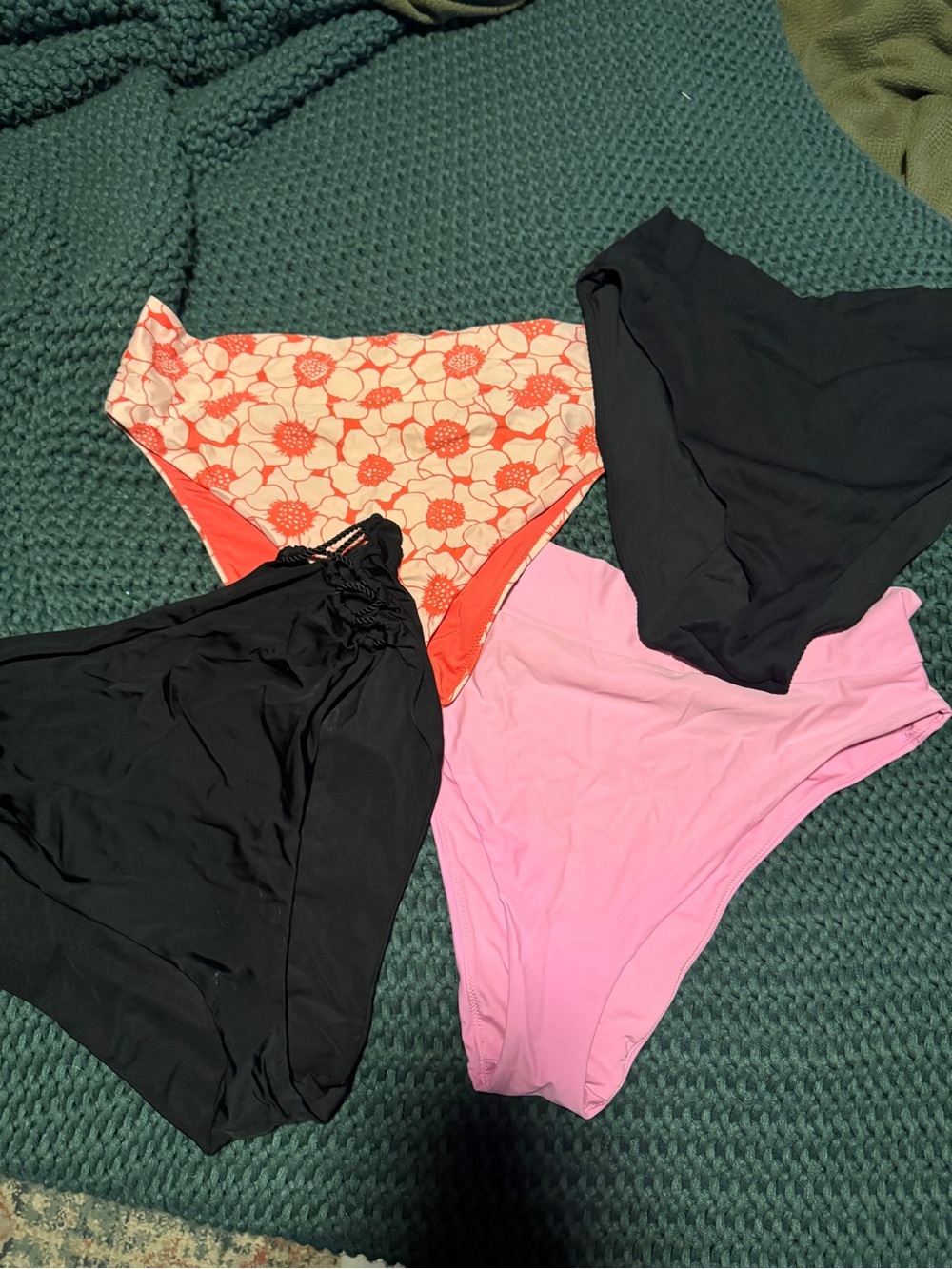 Aerie Bikini Bottoms bundle - Black, pink/red floral, pink